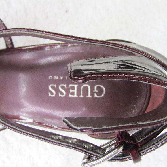 Guess by Marciano Maroon Open Toe Strappy Stiletto Heels Women's 8.5 - Picture 6 of 10